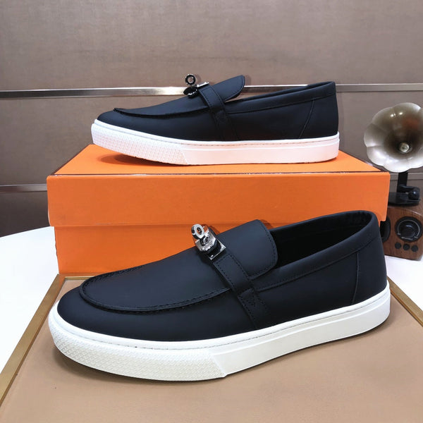 Mocassini slip-on da uomo HM Game in pelle di vacchetta nera 473158