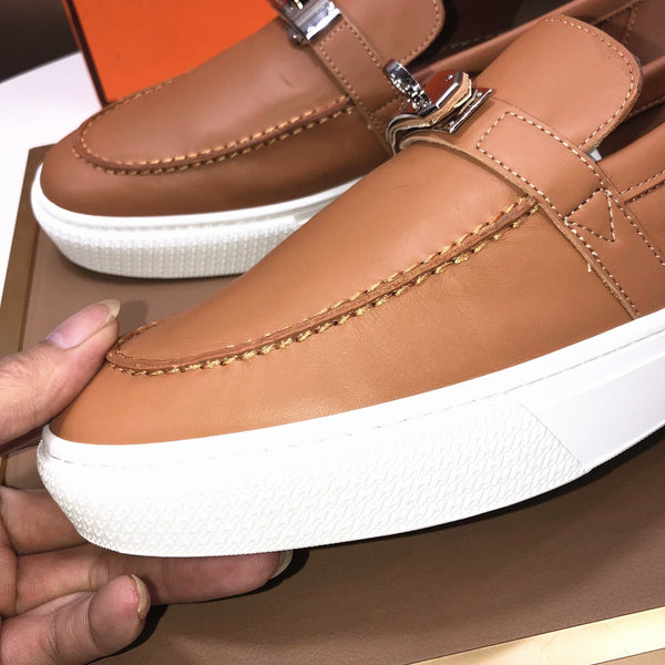 Mocassini slip-on da uomo HM Game in pelle di vacchetta marrone 473159