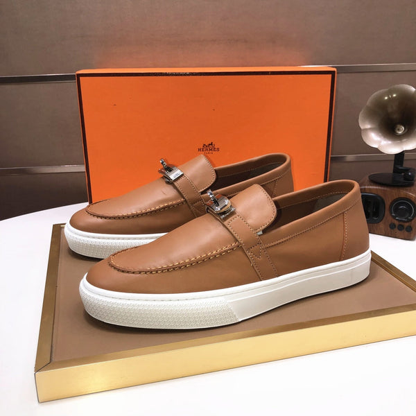 Mocassini slip-on da uomo HM Game in pelle di vacchetta marrone 473159