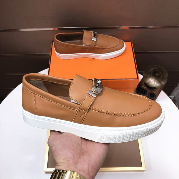 Mocassini slip-on da uomo HM Game in pelle di vacchetta marrone 473159