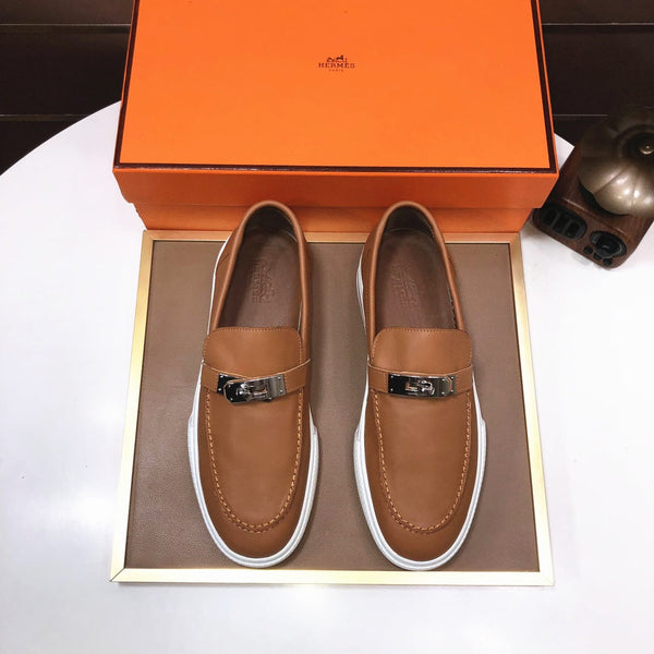 Mocassini slip-on da uomo HM Game in pelle di vacchetta marrone 473159