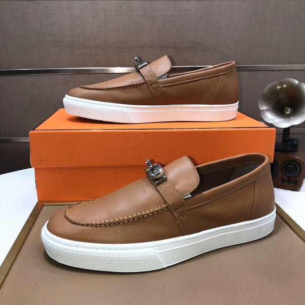 Mocassini slip-on da uomo HM Game in pelle di vacchetta marrone 473159