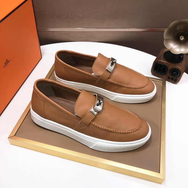 Mocassini slip-on da uomo HM Game in pelle di vacchetta marrone 473159