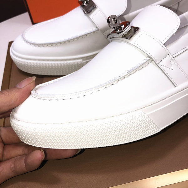 Mocassini slip-on da uomo HM Game in pelle di vacchetta bianca 473161