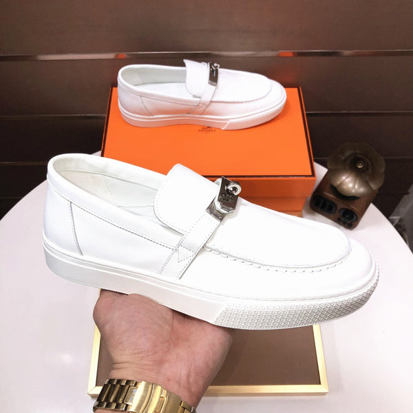 Mocassini slip-on da uomo HM Game in pelle di vacchetta bianca 473161
