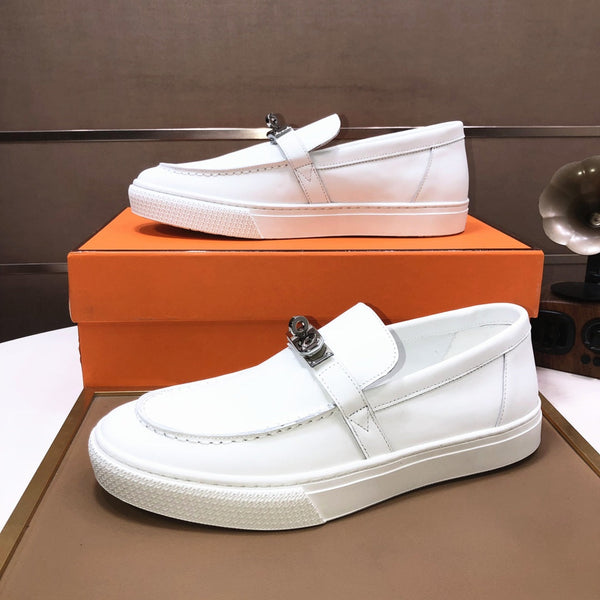 Mocassini slip-on da uomo HM Game in pelle di vacchetta bianca 473161