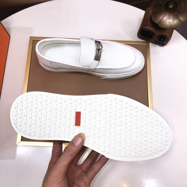 Mocassini slip-on da uomo HM Game in pelle di vacchetta bianca 473161