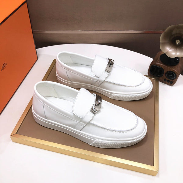 Mocassini slip-on da uomo HM Game in pelle di vacchetta bianca 473161