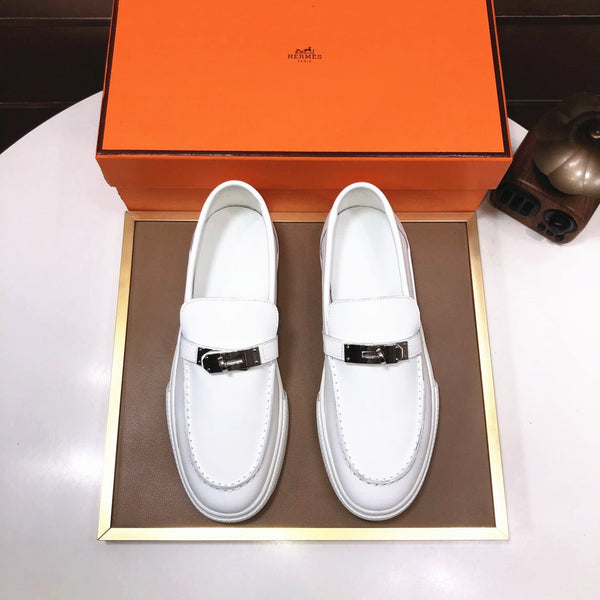 Mocassini slip-on da uomo HM Game in pelle di vacchetta bianca 473161