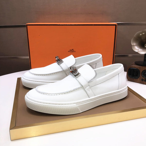 Mocassini slip-on da uomo HM Game in pelle di vacchetta bianca 473161