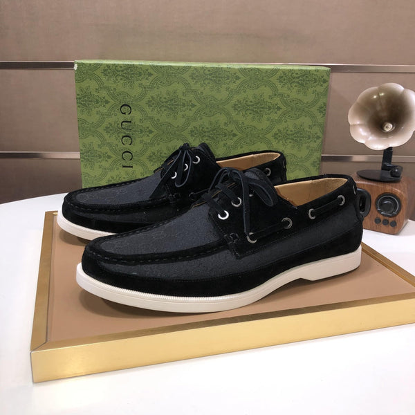 GG Men's Lace Up Loafer Black Suede 507998