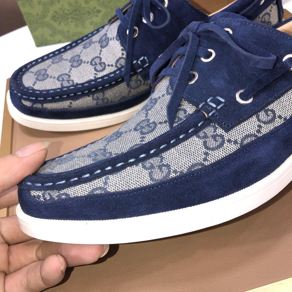 GG Men's Lace Up Loafer Blue Suede 508001