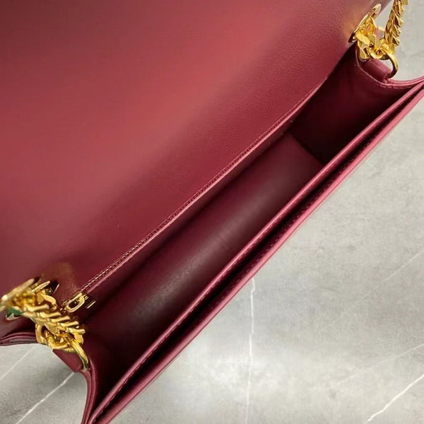 Celine Frame Bag Triomphe Burgundy Calfskin