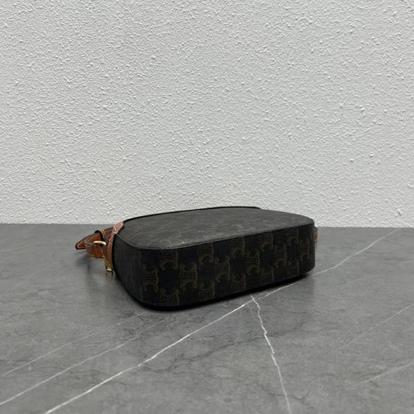 Celine Camera Bag 20 Bag Triomphe Black Brown Canvas & Calfskin