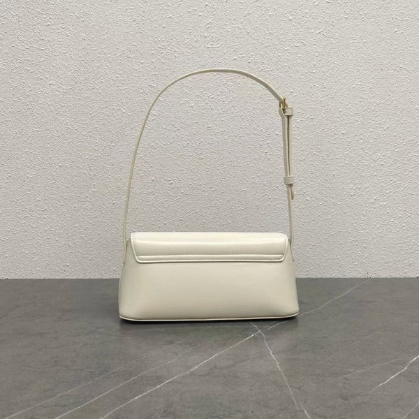 Celine 25CE Diane Shoulder Bag White Glossy Leather