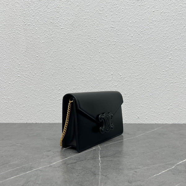 Celine WOC Triomphe Black Cowhide