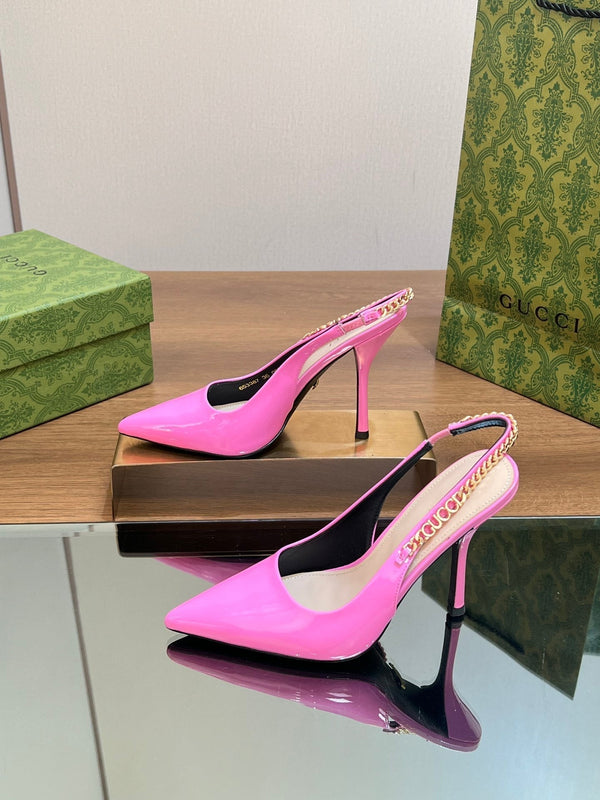 DÉCOLLETÉ GG SIGNORIA SLINGBACK IN PELLE DI AGNELLO ROSA BRILLANTE