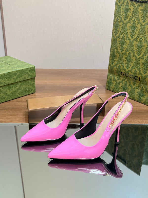DÉCOLLETÉ GG SIGNORIA SLINGBACK IN PELLE DI AGNELLO ROSA BRILLANTE