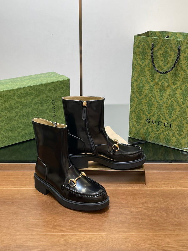 GG Horsebit Ankle Boot Black Calfskin