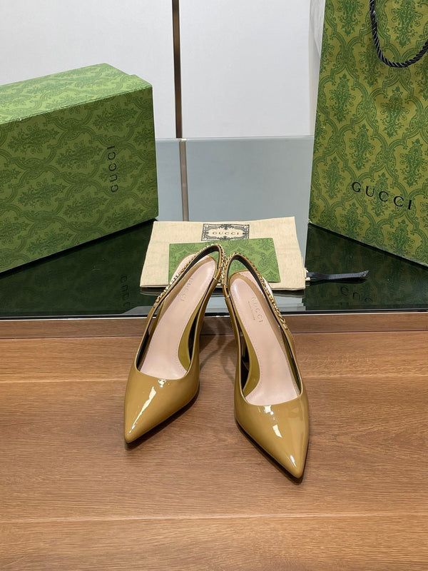 GG HIGH SLINGBACK 10,5 CM IN PELLE DI VITELLO LUCIDA GIALLO DIJON