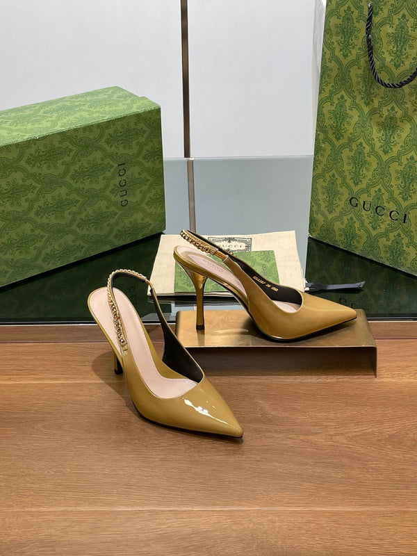 GG HIGH SLINGBACK 10,5 CM IN PELLE DI VITELLO LUCIDA GIALLO DIJON