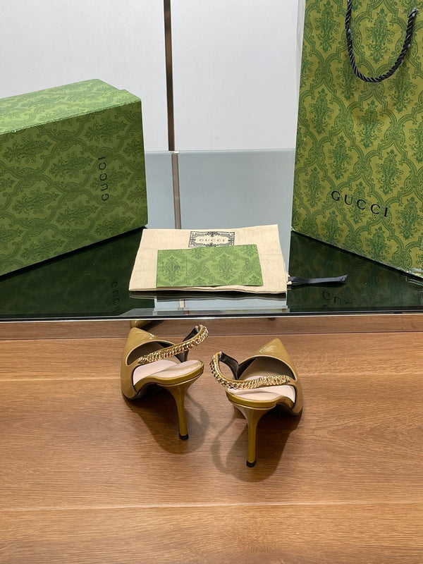GG HIGH SLINGBACK 10,5 CM IN PELLE DI VITELLO LUCIDA GIALLO DIJON