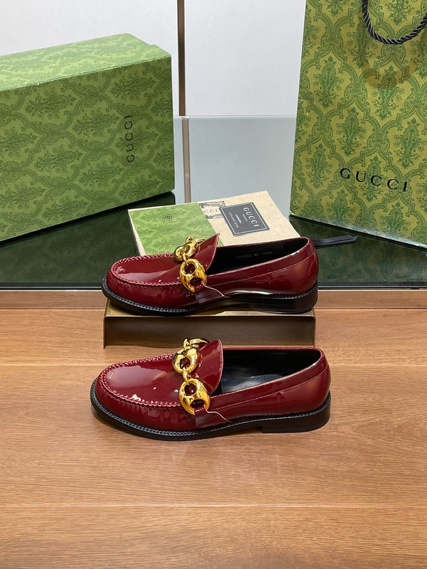 GG LOAFER SHOES IN BLOOD RED CALFSKIN