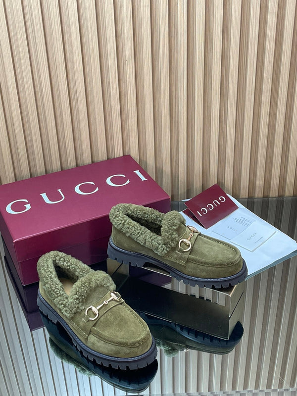 Gucci 2025 Horsebit Loafer Green Suede Wool 563047