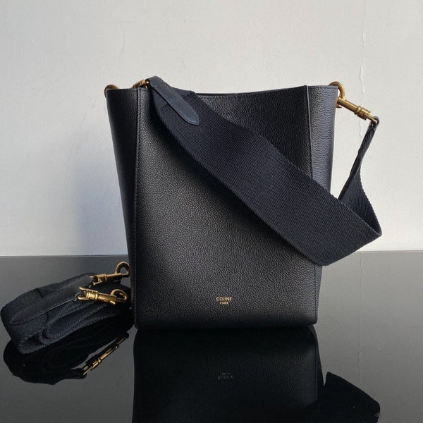 SANGLE SEAU BUCKET 24 BORSA IN PELLE DI VITELLO NERA
