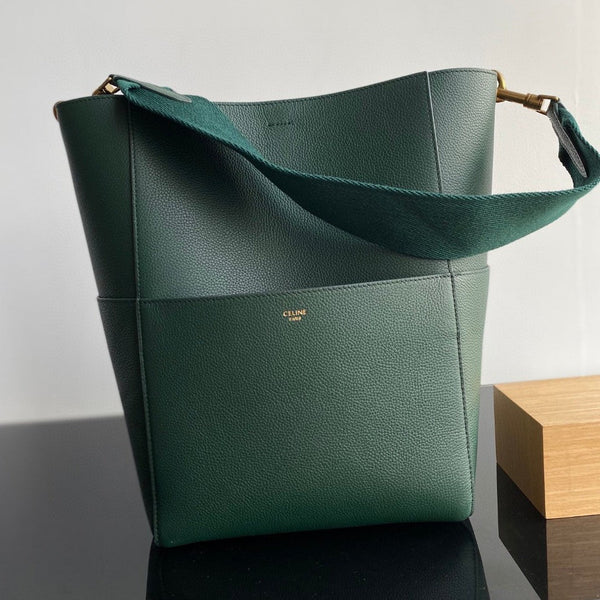 BORSA SANGLE SEAU SECCHIELLO 33 VERDE FORESTA IN VITELLO