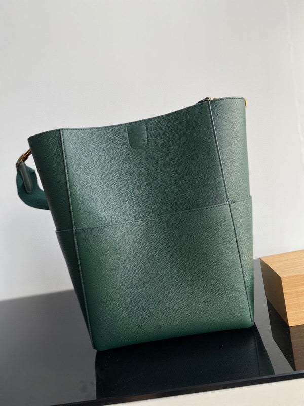 BORSA SANGLE SEAU SECCHIELLO 33 VERDE FORESTA IN VITELLO