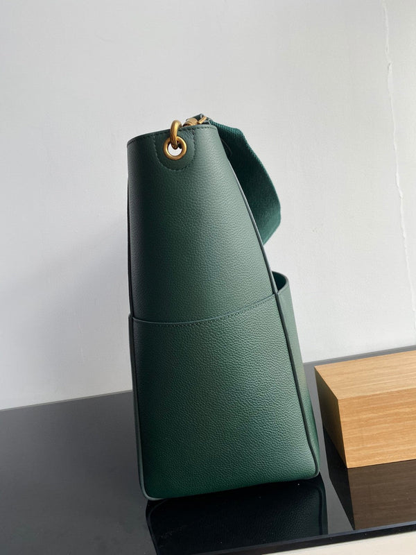 BORSA SANGLE SEAU SECCHIELLO 33 VERDE FORESTA IN VITELLO