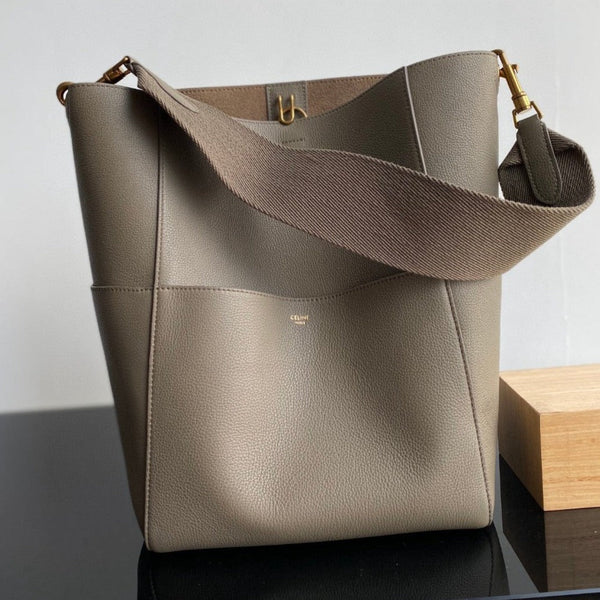 SANGLE SEAU BUCKET 33 BORSA IN PELLE DI VITELLO MARRONE ARACHIDI