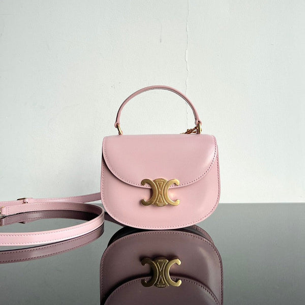 Borsa a mano TRIOMPHE 15 in pelle di vitello rosa pastello