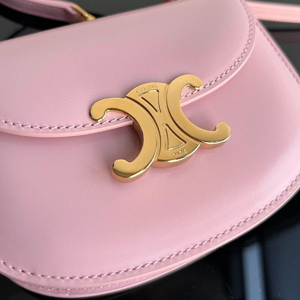 Borsa a mano TRIOMPHE 15 in pelle di vitello rosa pastello