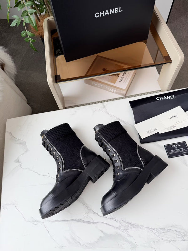 CC 26s Bottine cuir noir laine