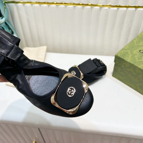GG BALLET SUPER SLIM IN PELLE DI AGNELLO NERA