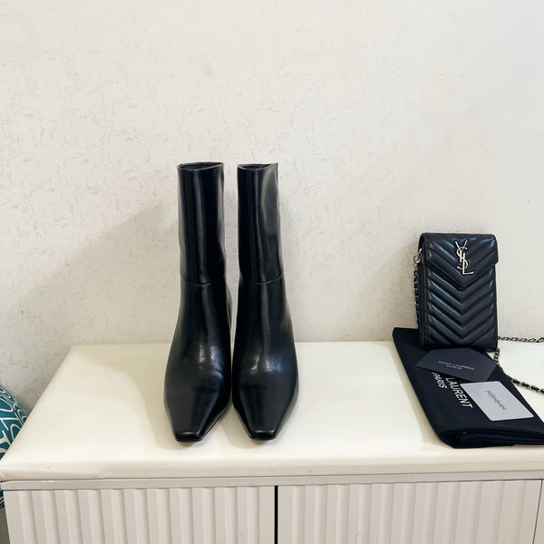 YSL 2025 Short Boot Black Calfskin 575014