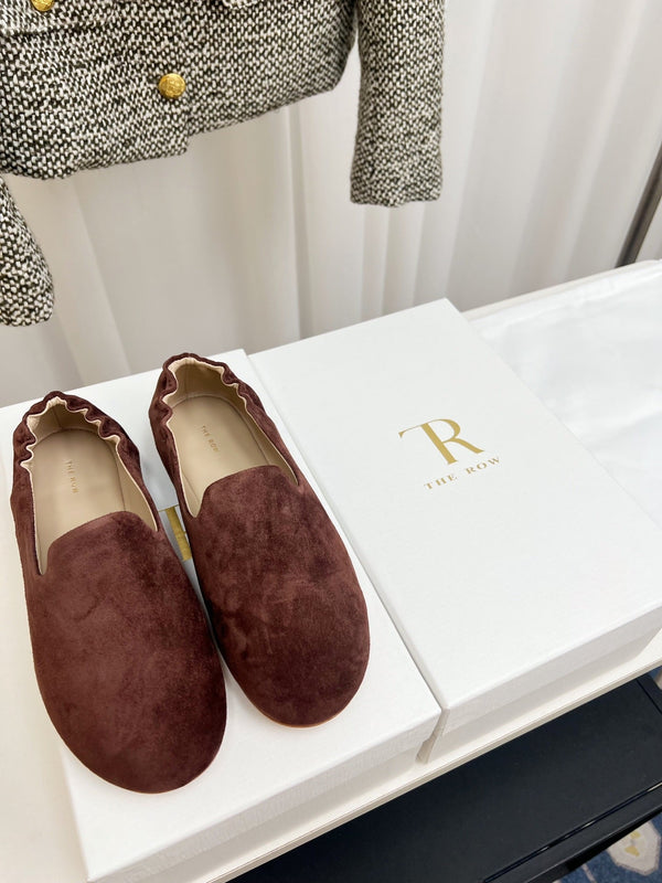 The Row Casa Ballet Flat Brown Suede 832671