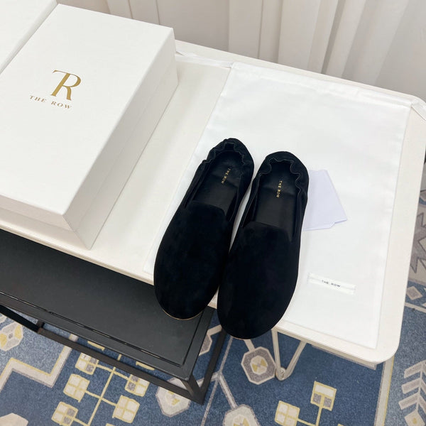 The Row Casa Ballet Flat Black Suede 832670