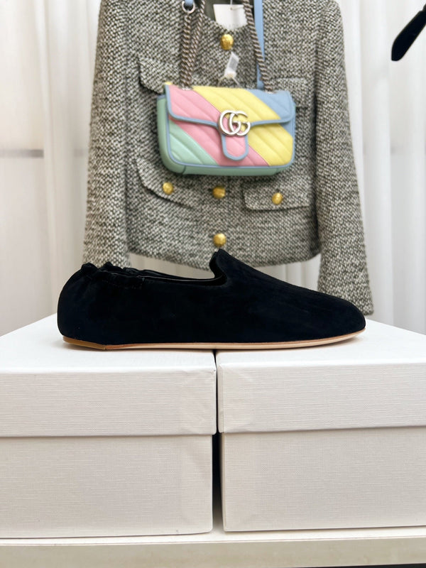 The Row Casa Ballet Flat Black Suede 832670
