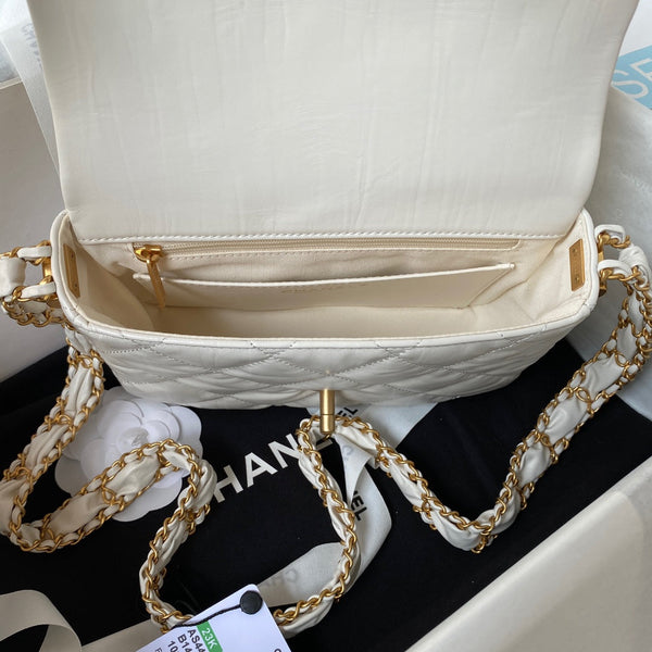 cc 23k 13,5cm pelle di vitello bianca hardware dorato 