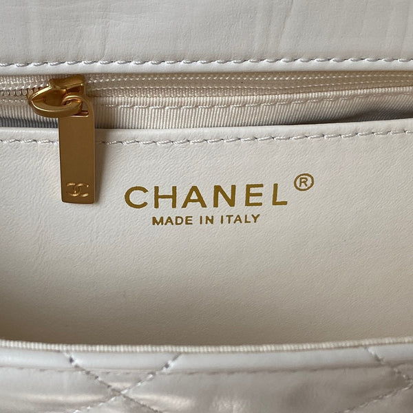 cc 23k 13,5cm pelle di vitello bianca hardware dorato 