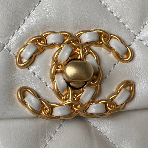 cc 23k 13,5cm pelle di vitello bianca hardware dorato 