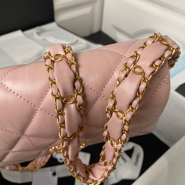 cc 23k 13,5cm pelle di vitello rosa rose hardware dorato 