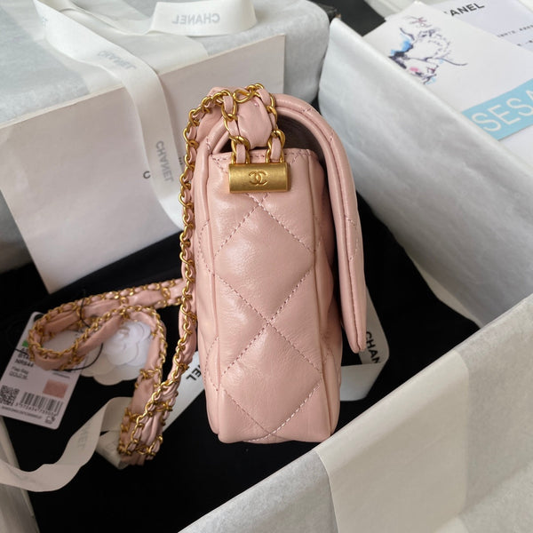 cc 23k 13,5cm pelle di vitello rosa rose hardware dorato 