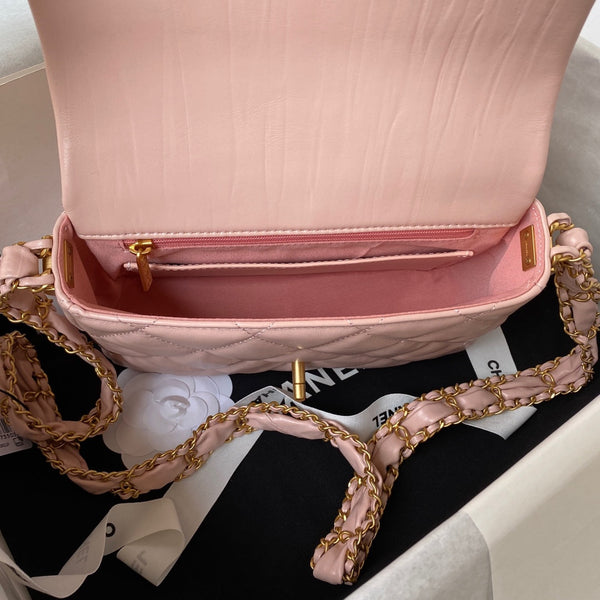 cc 23k 13,5cm pelle di vitello rosa rose hardware dorato 
