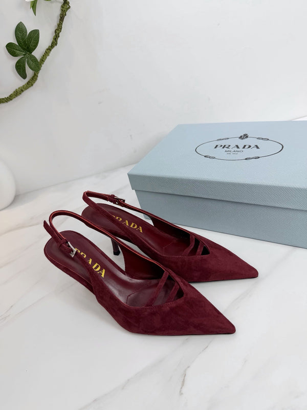 PRA 26SS Slingback 75 Burgundy Suede 592344