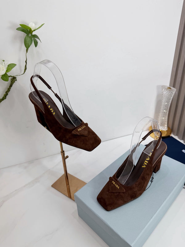 PRA 26SS Slingback 85 Dark Brown Suede 592374