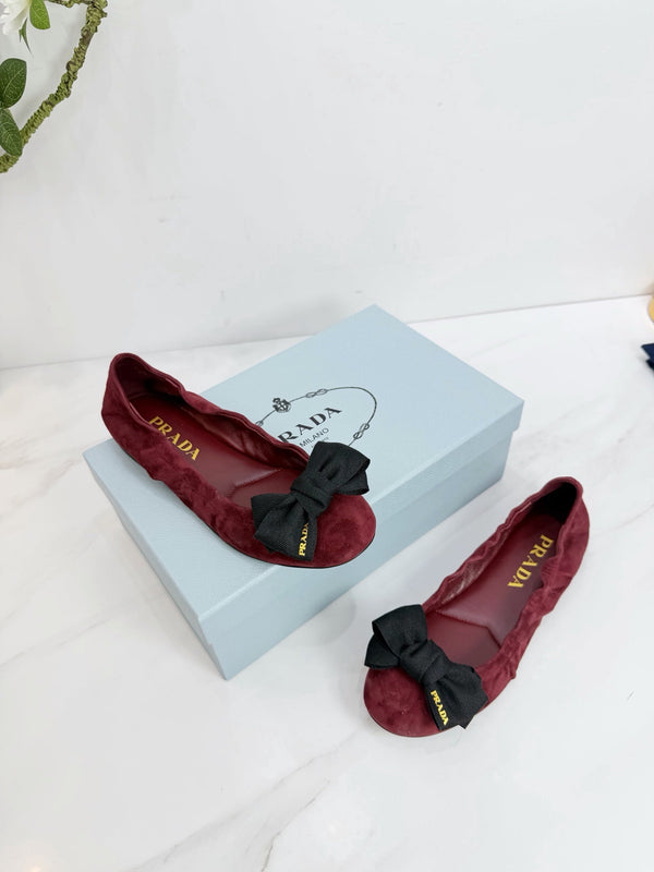 PRA 26SS Ballerines Suède Bourgogne 592396
